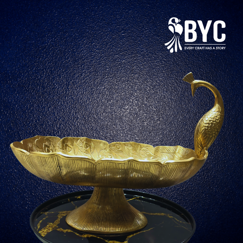 Beautifully Handcrafted Peacock Urli – Unique Design for All Seasons  Decorative Brass Urli1