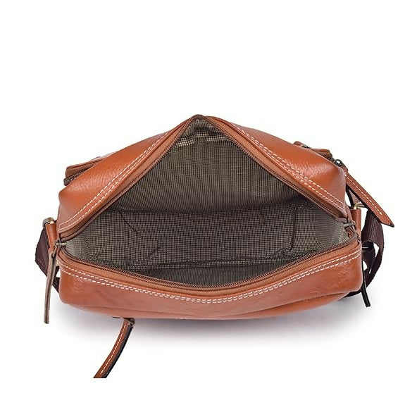 FERNWEH Men's Leather Sling Messenger Bag – 12-Inch Travel Crossbody Bag with Adjustable Strap, Multi-Use Shoulder Bag (L-10, H-12, W-3").
