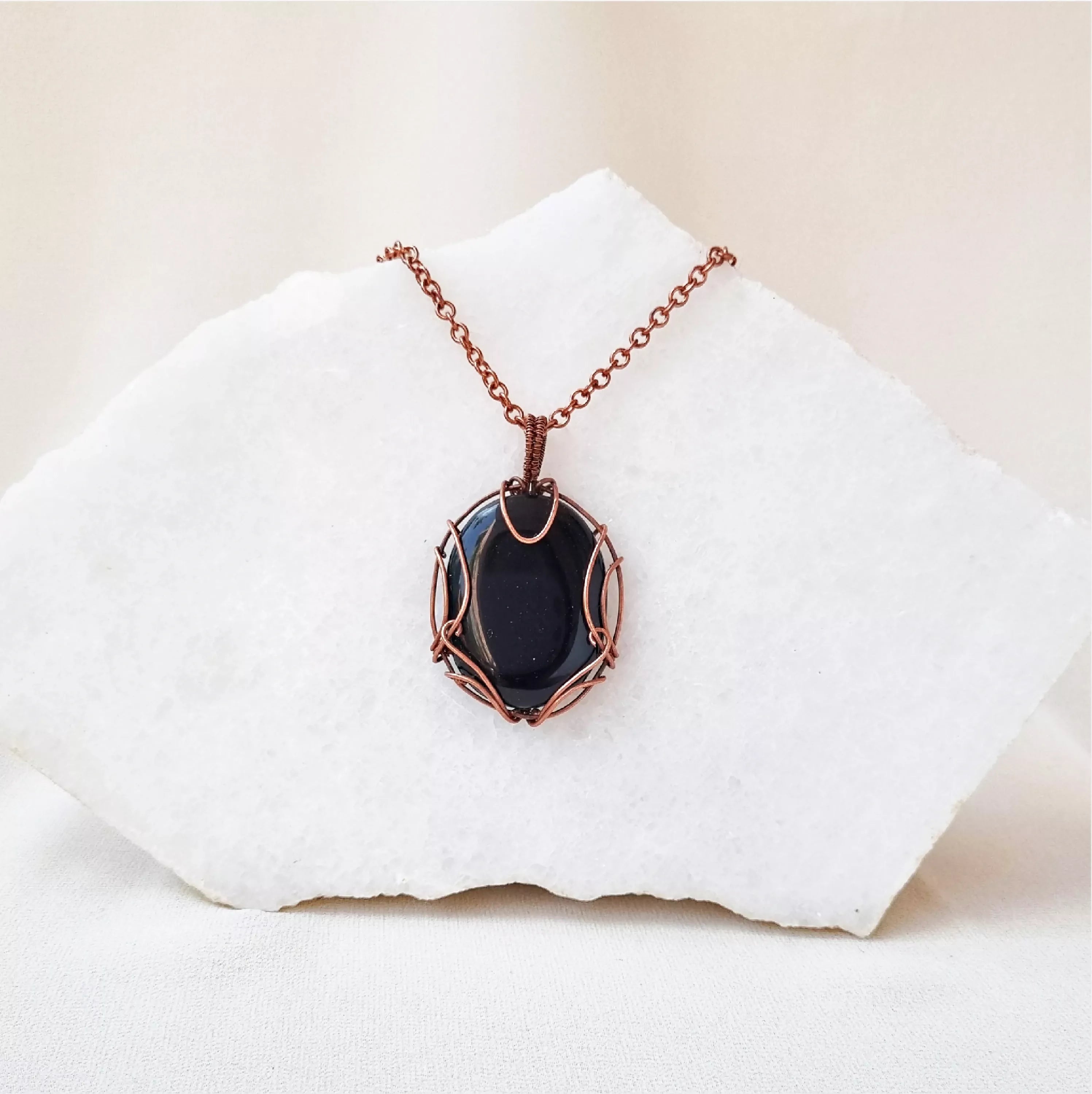 Midnight Ember- Black Onyx and Copper necklace