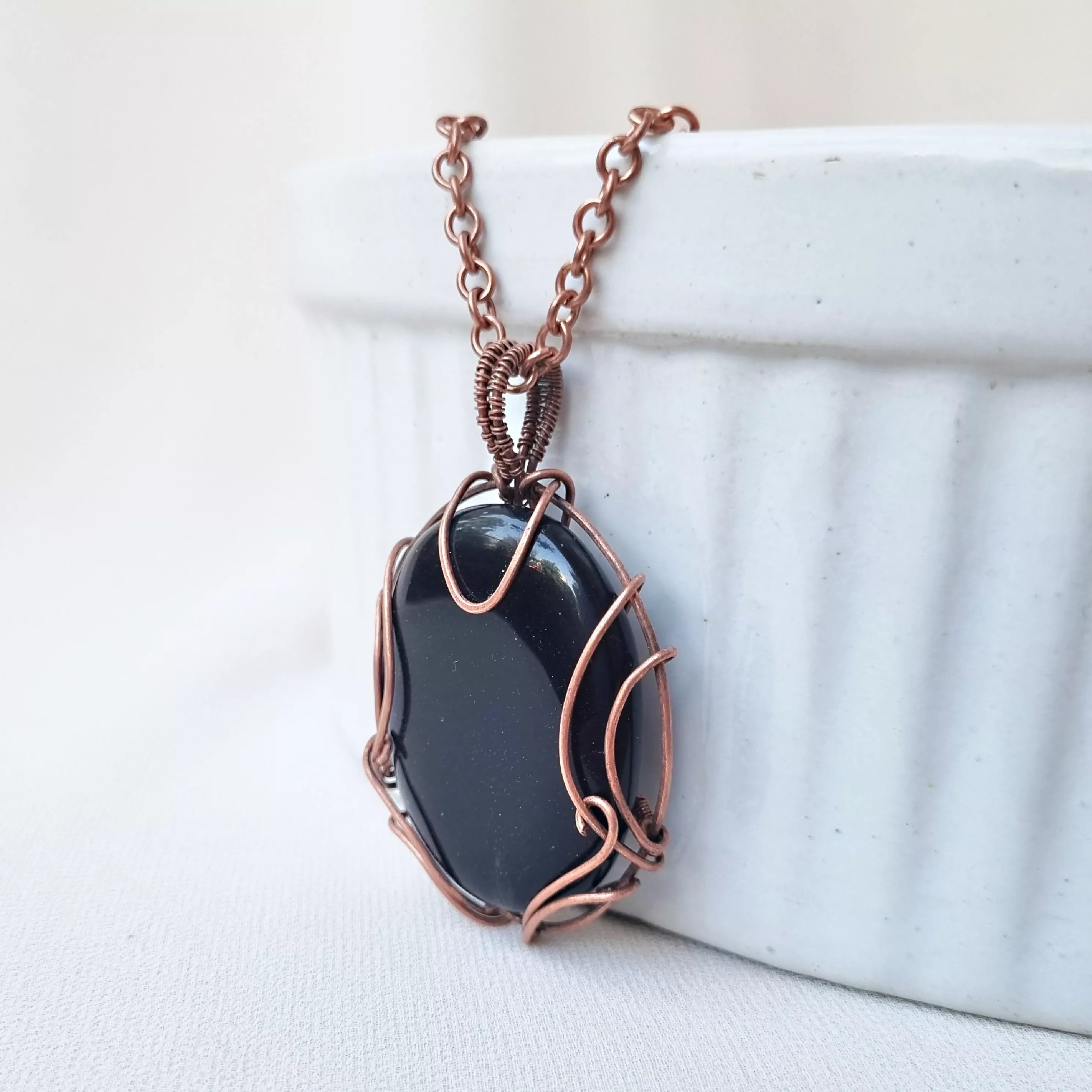 Midnight Ember- Black Onyx and Copper necklace