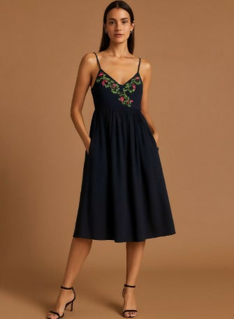 Navy Petal A-Line