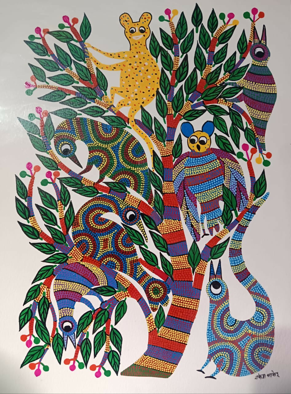 Dotted Forest Dreams- Pithora Painting