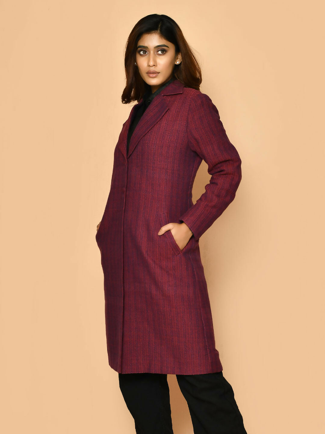 Mrinal Handloom Cotton Tench Coat Jacket for Women