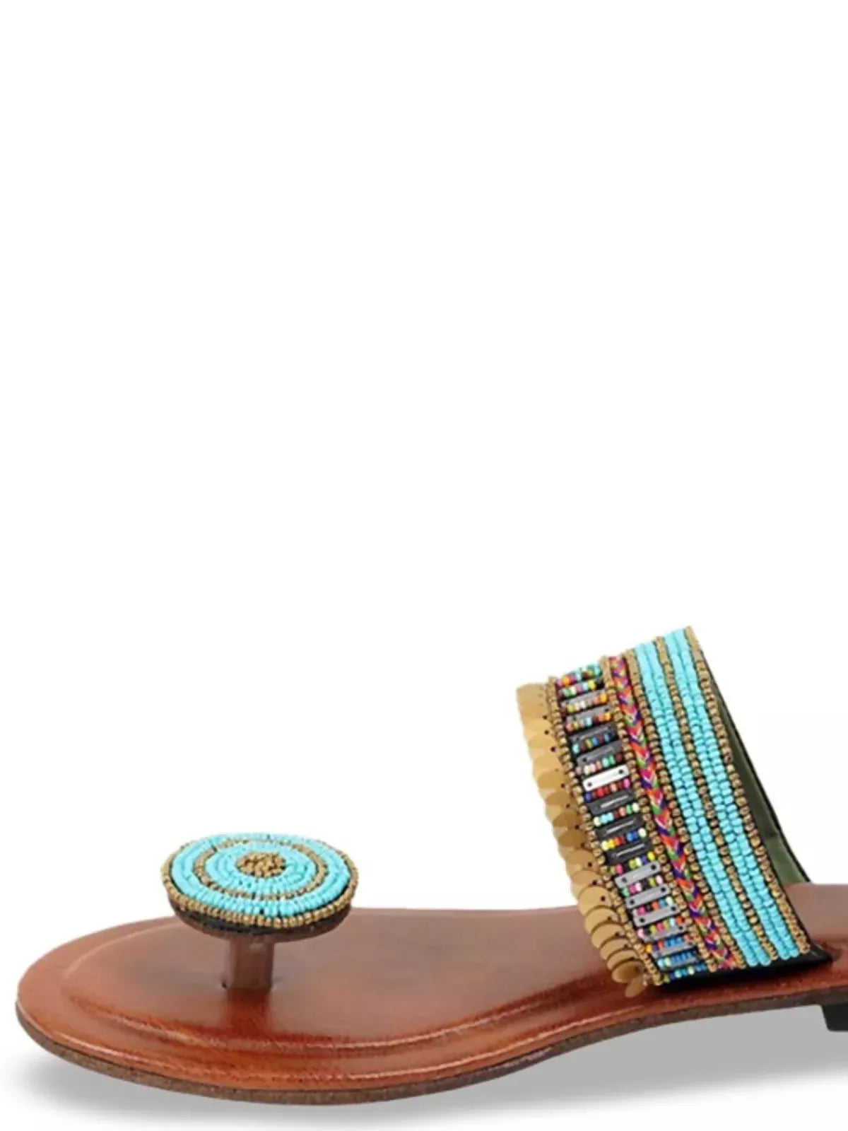 Navy Blue Embellished Ballerinas Handicrafted Flat For Women