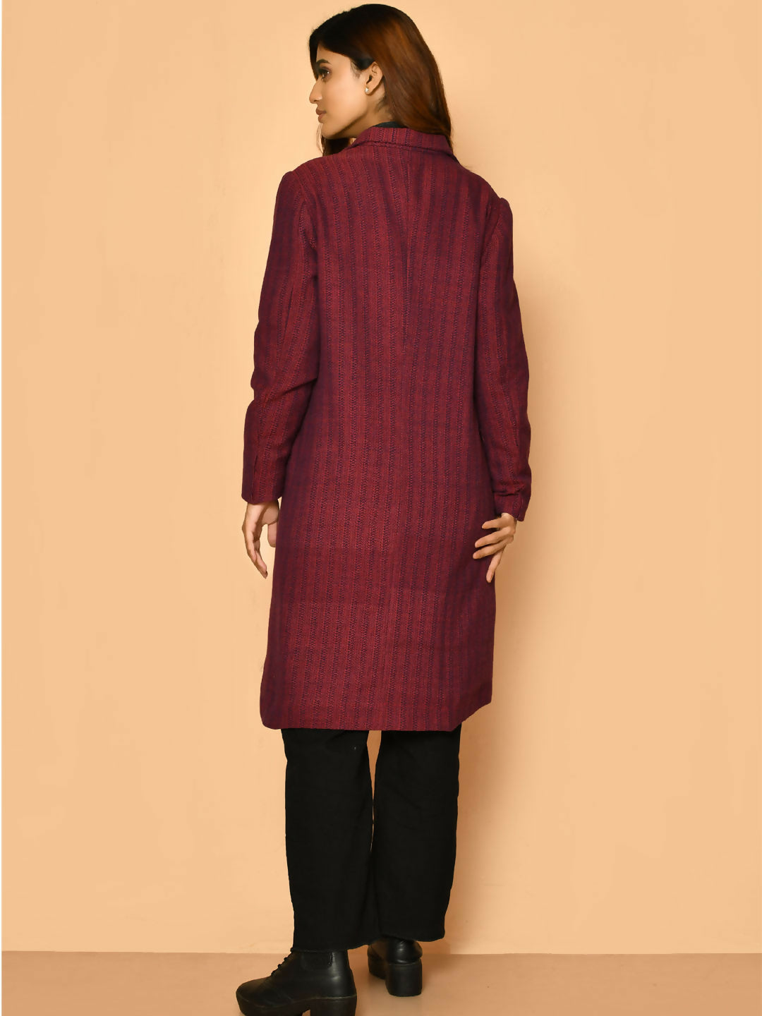 Mrinal handloom cotton trench coat jacket for women