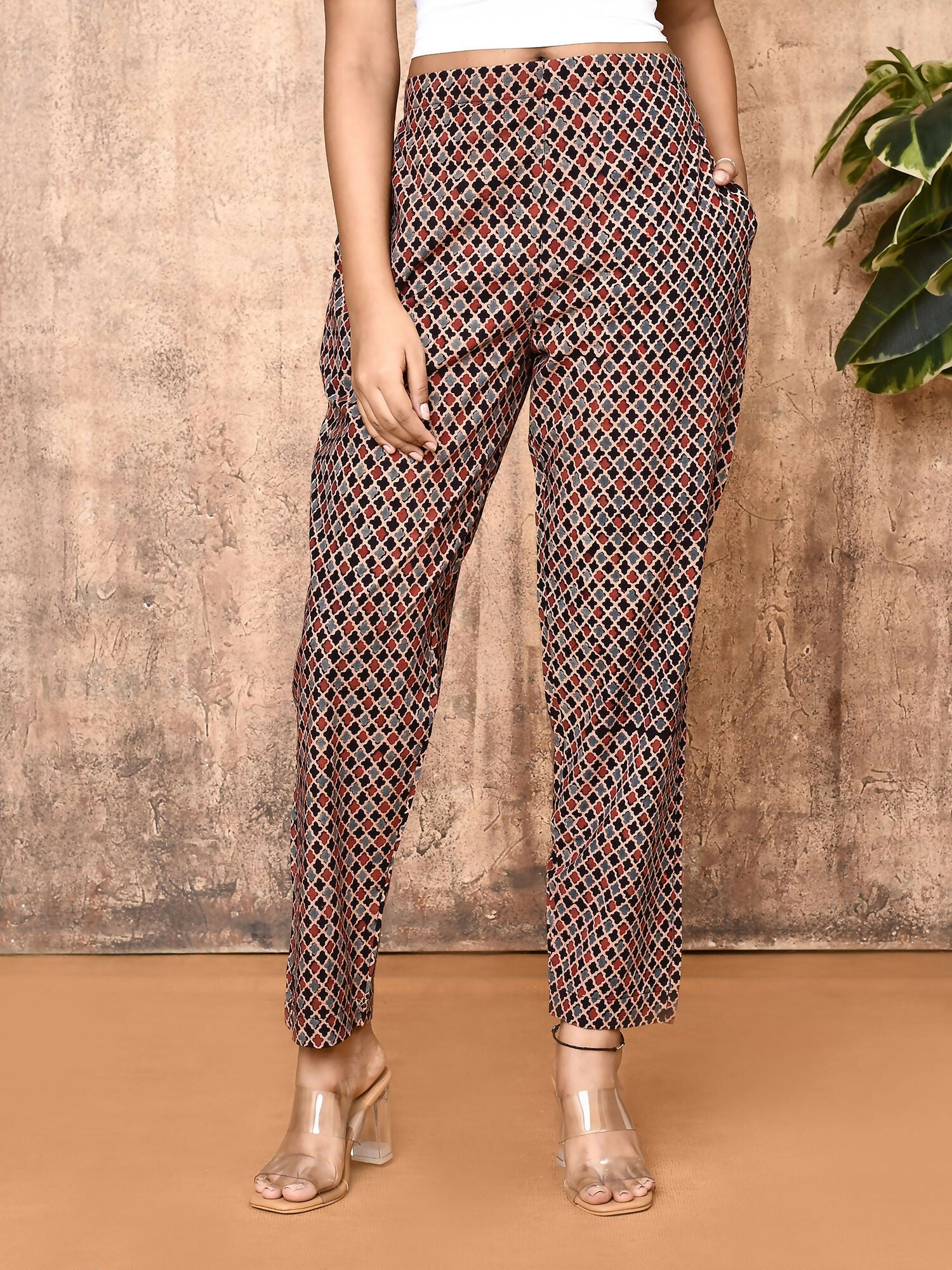 Bani Black Ajrakh Hand printed Cotton Pants