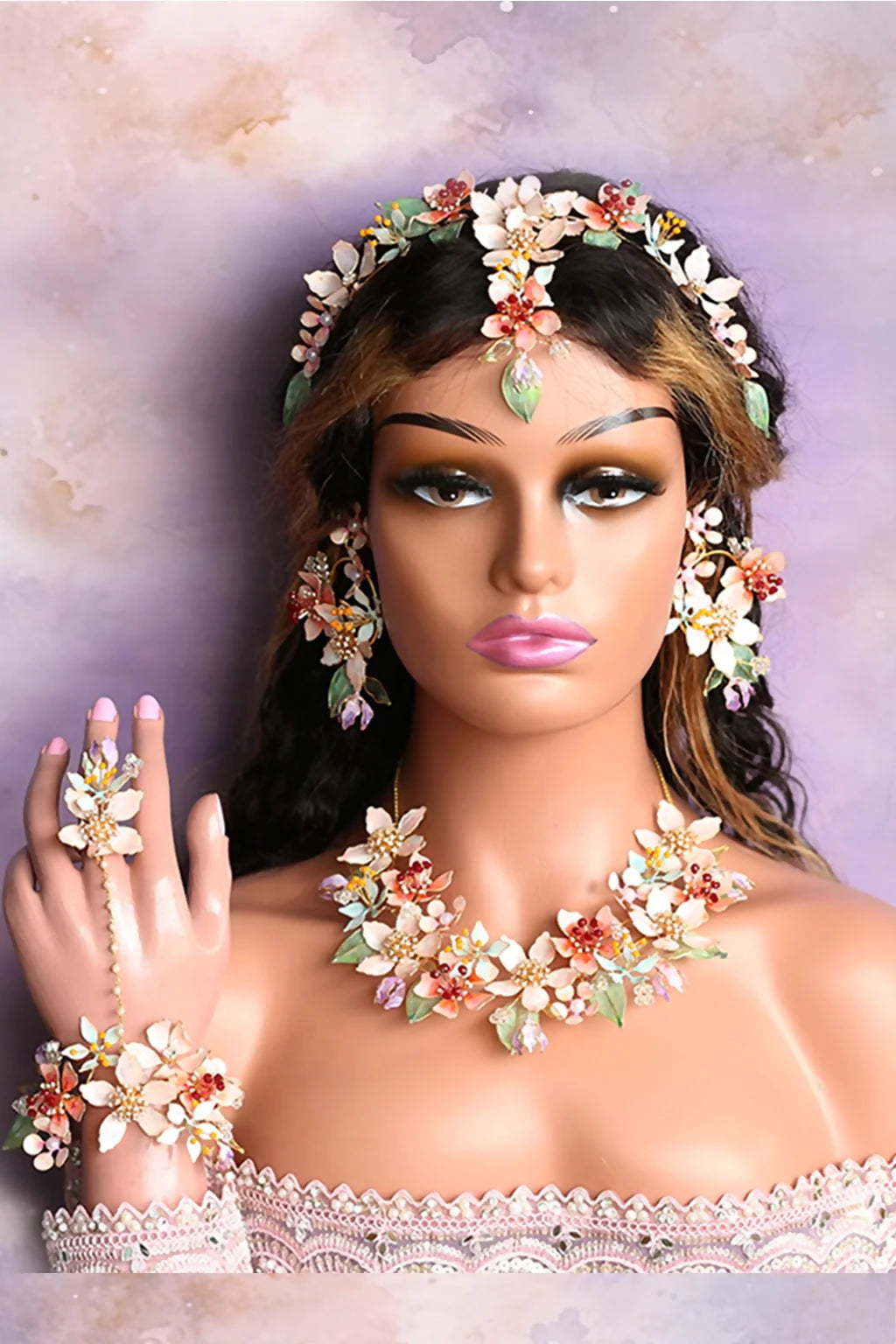 Coral Caress | Handmade Resin Floral Jewelry Set