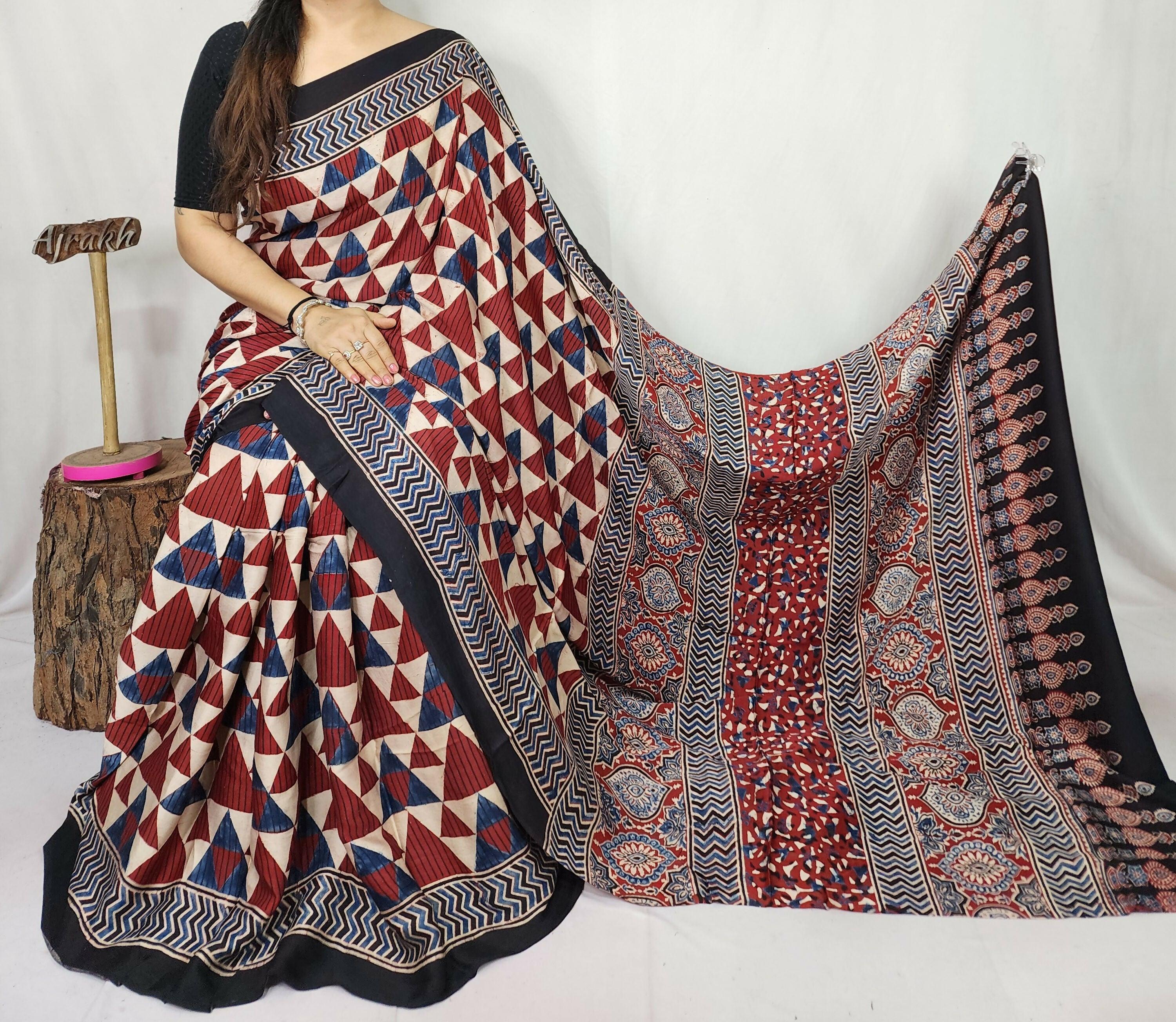 Ajrakh Saree - Pratibha