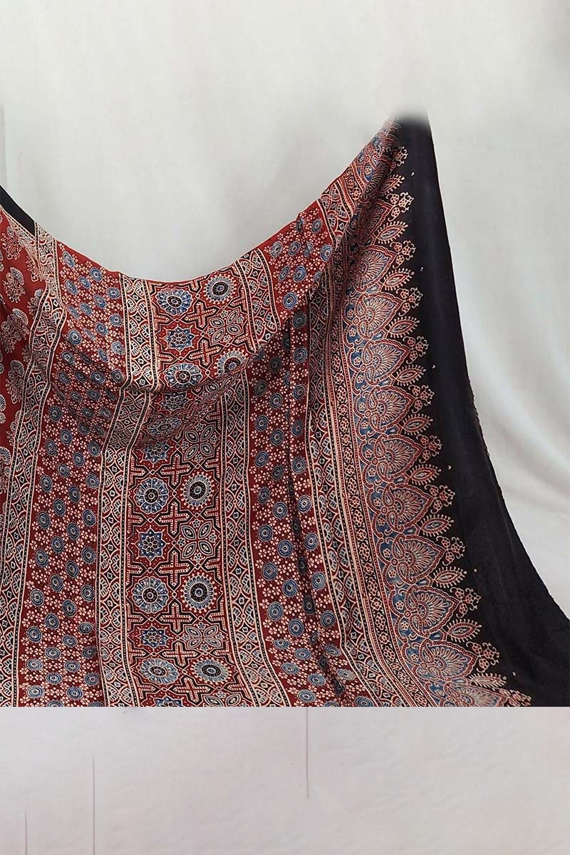 Ajrakh Saree - Bold Harmony