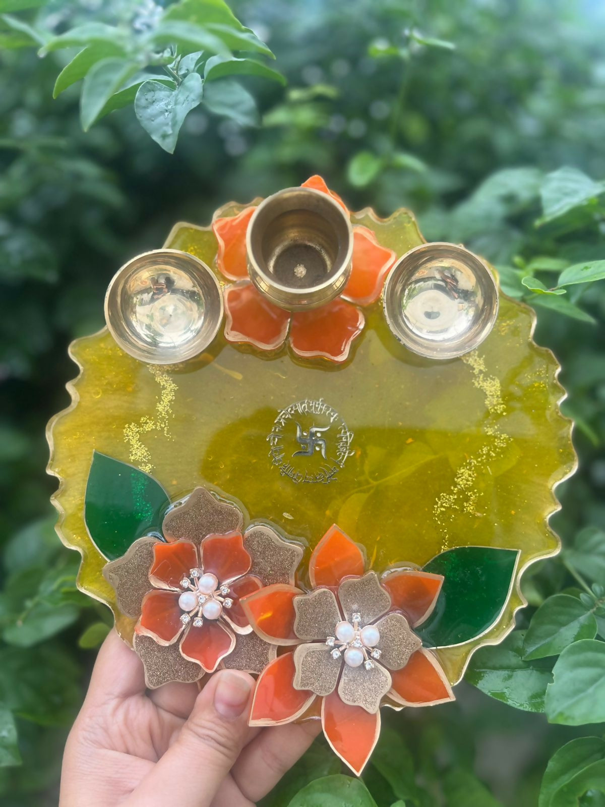 Resin Pooja Thali – Celestia Glow