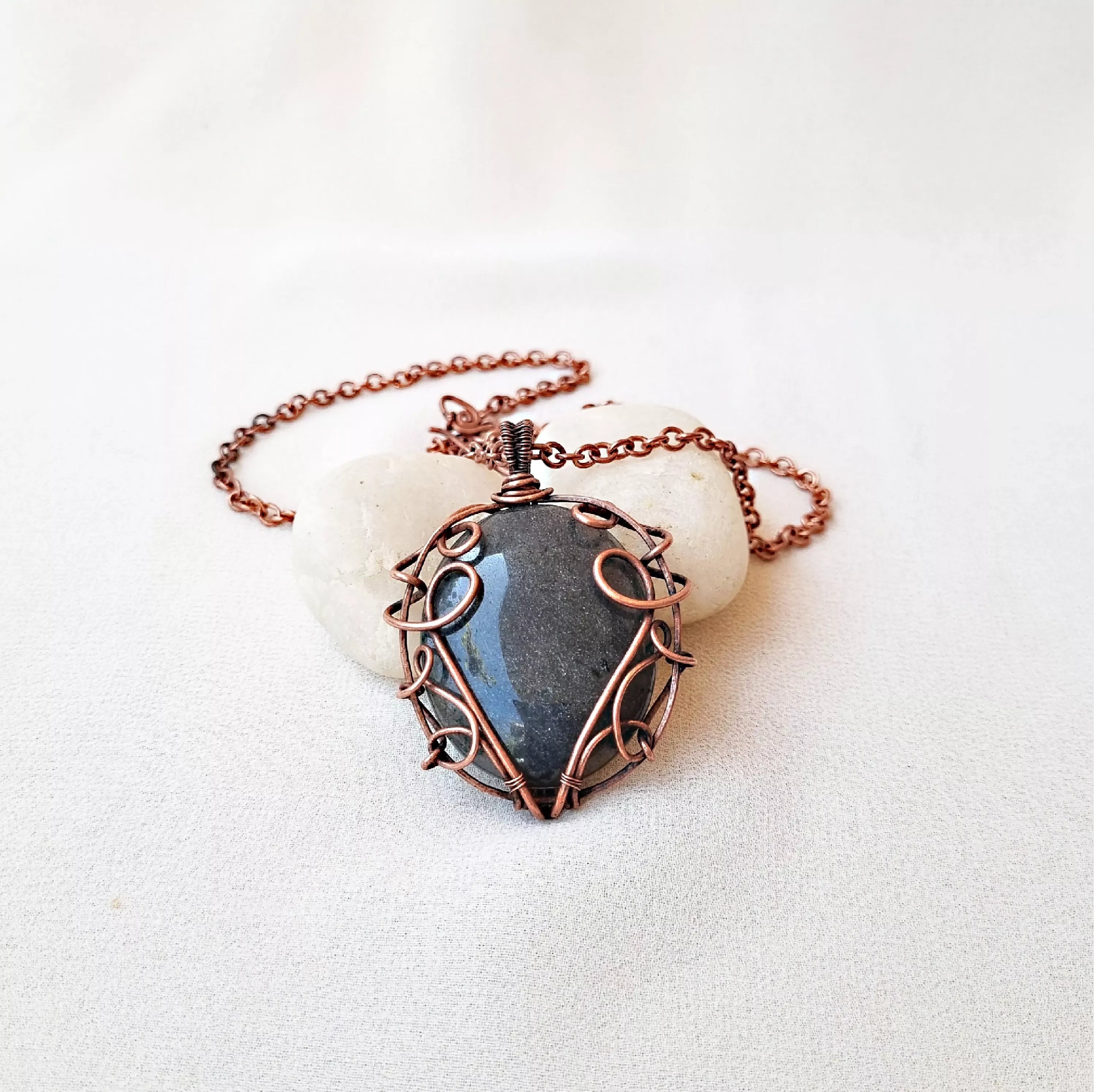 Slate Serenity~ Grey Onyx and Copper necklace