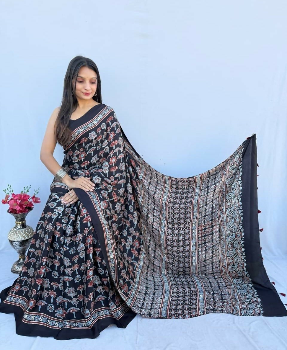 Modal Silk Ajrakh Saree