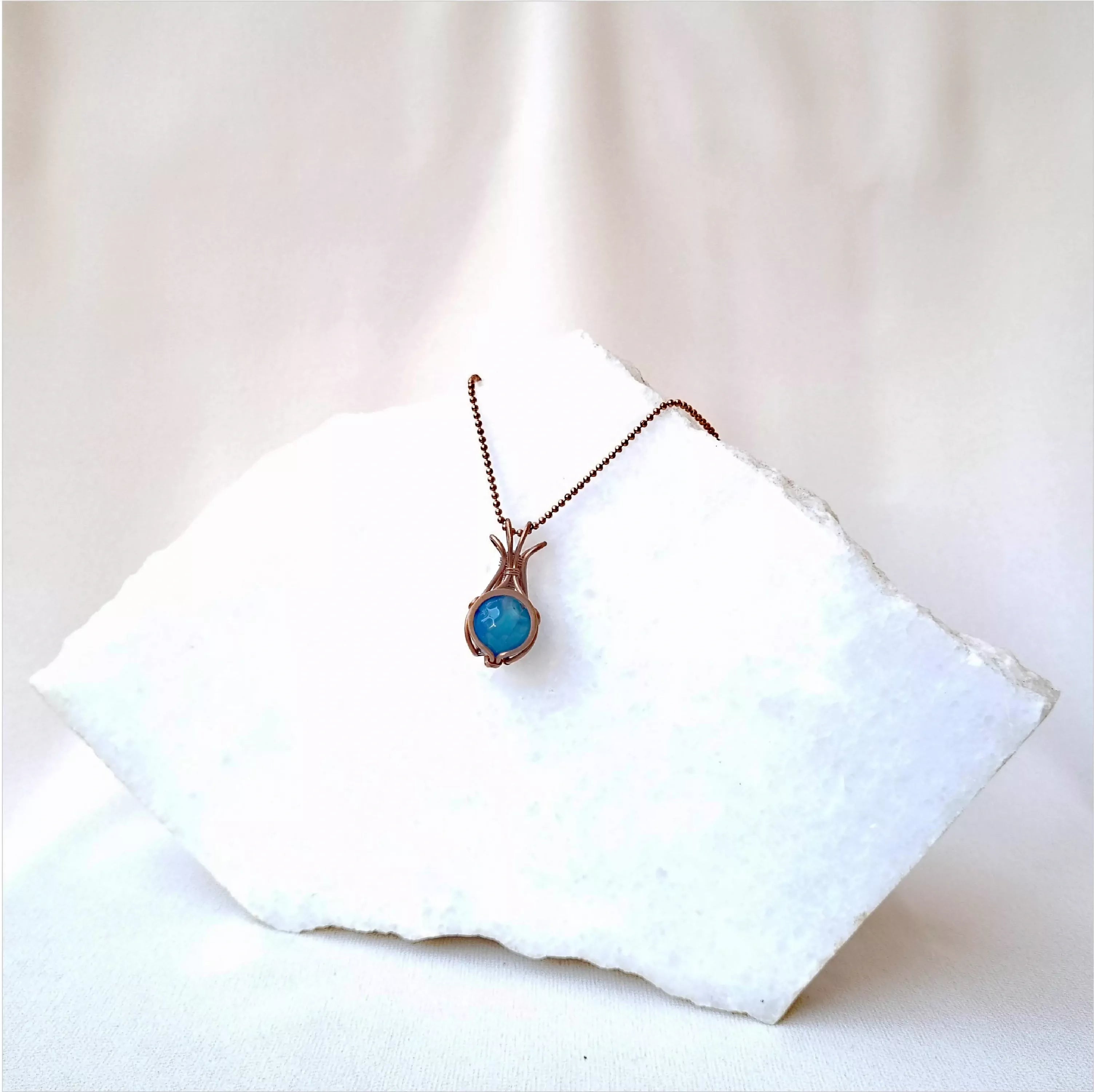 Blue Mirage~ Agate and Copper necklace