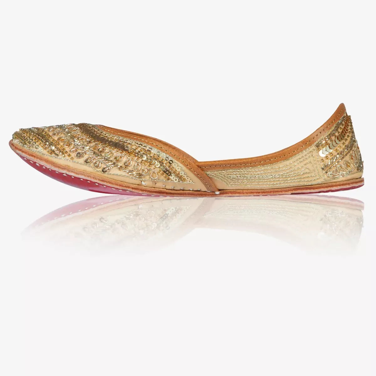 Golden Leather Handicrafted Jutti For Women