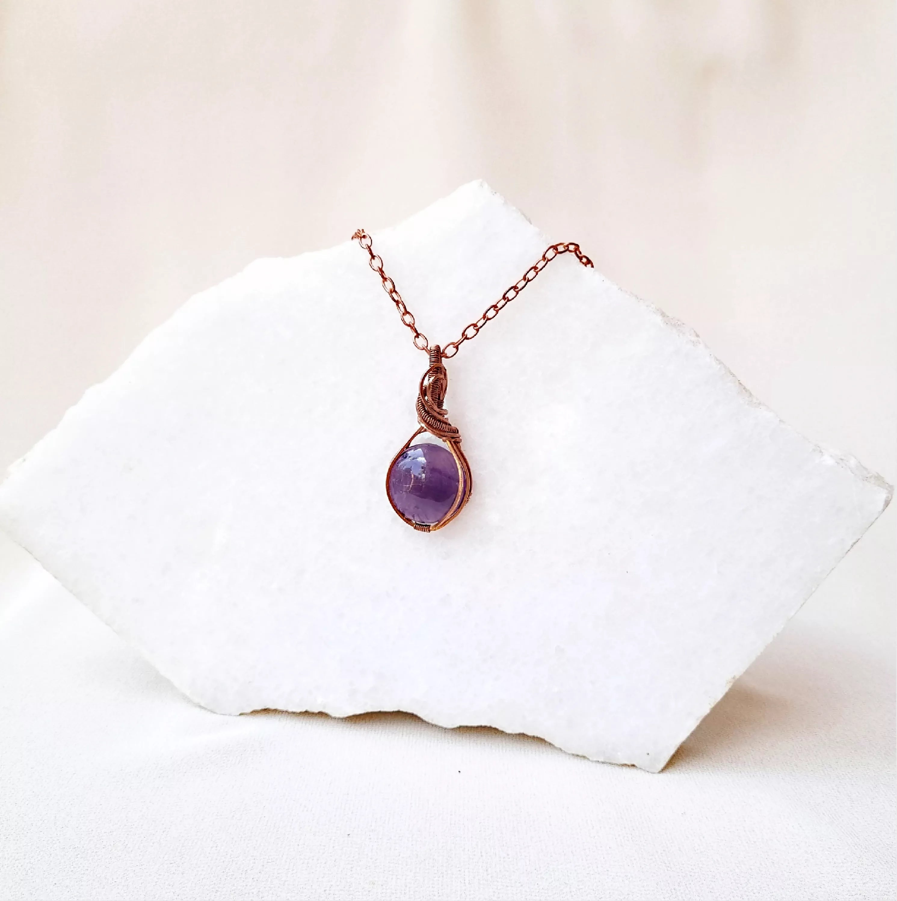 Sitali (Soothiing)~ Amethyst and Copper necklace