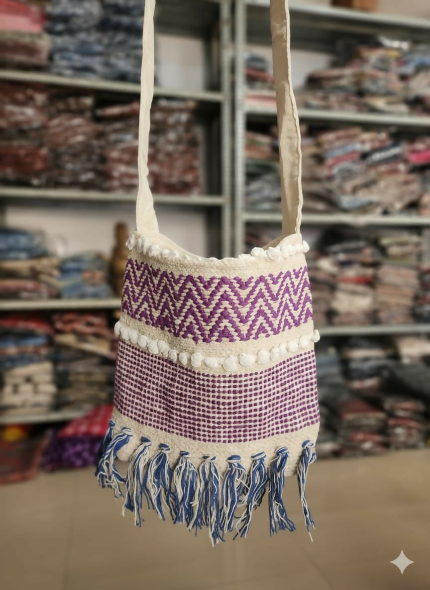 Zola Cotton Jute Woolen Sling Bag