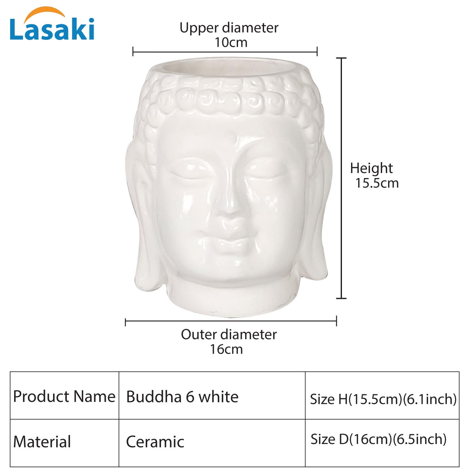 Buddha 6 White Ceramic Pot