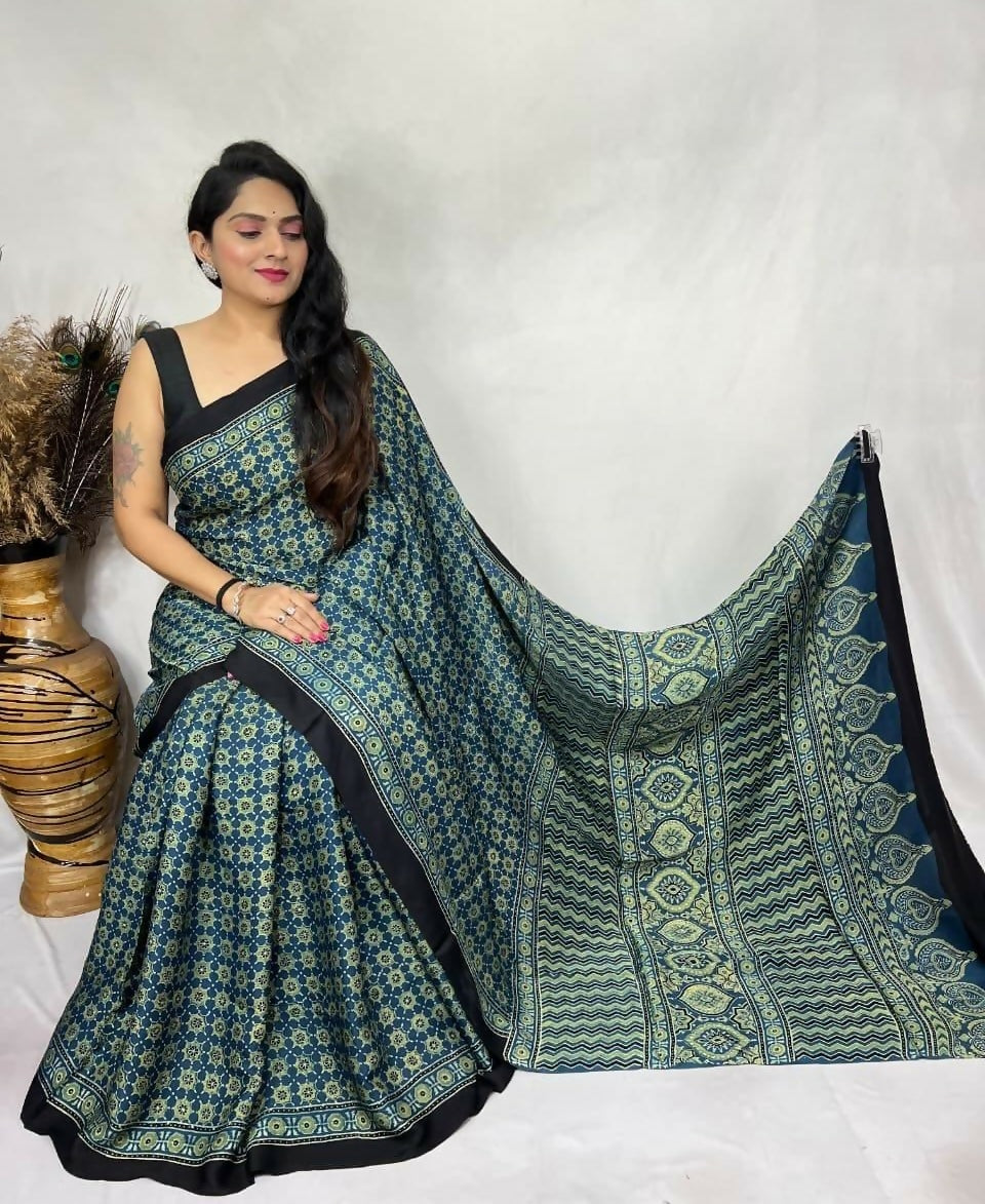 Modal Silk Ajrakh Saree