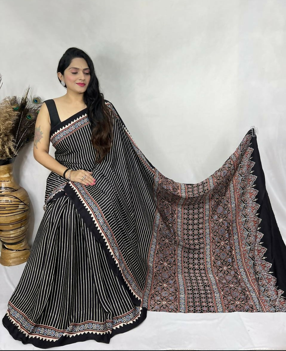 Modal Silk Ajrakh Saree