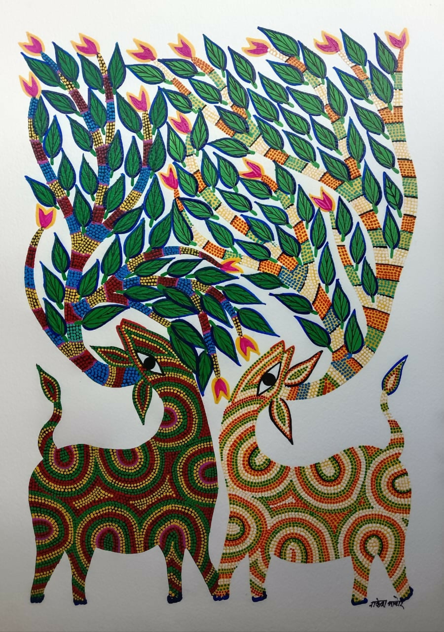 Meadow Melodies- Pithora Painting