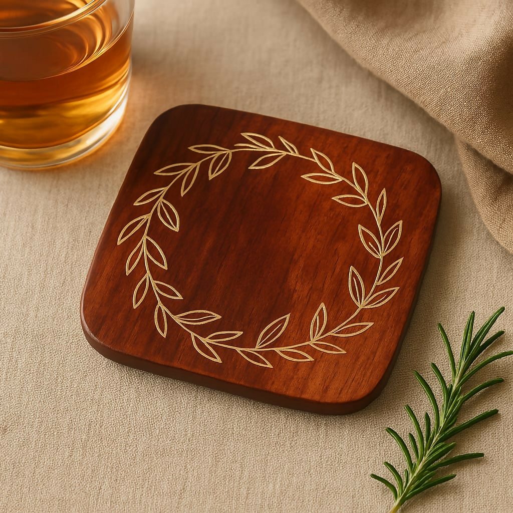 Tea Coaster Set of 5 with Stand