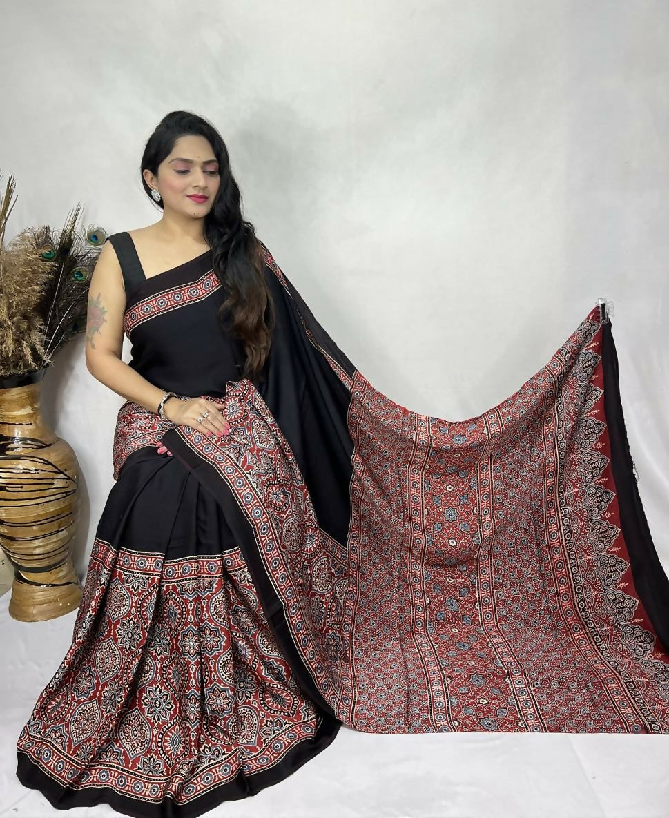 Modal Silk Ajrakh Saree
