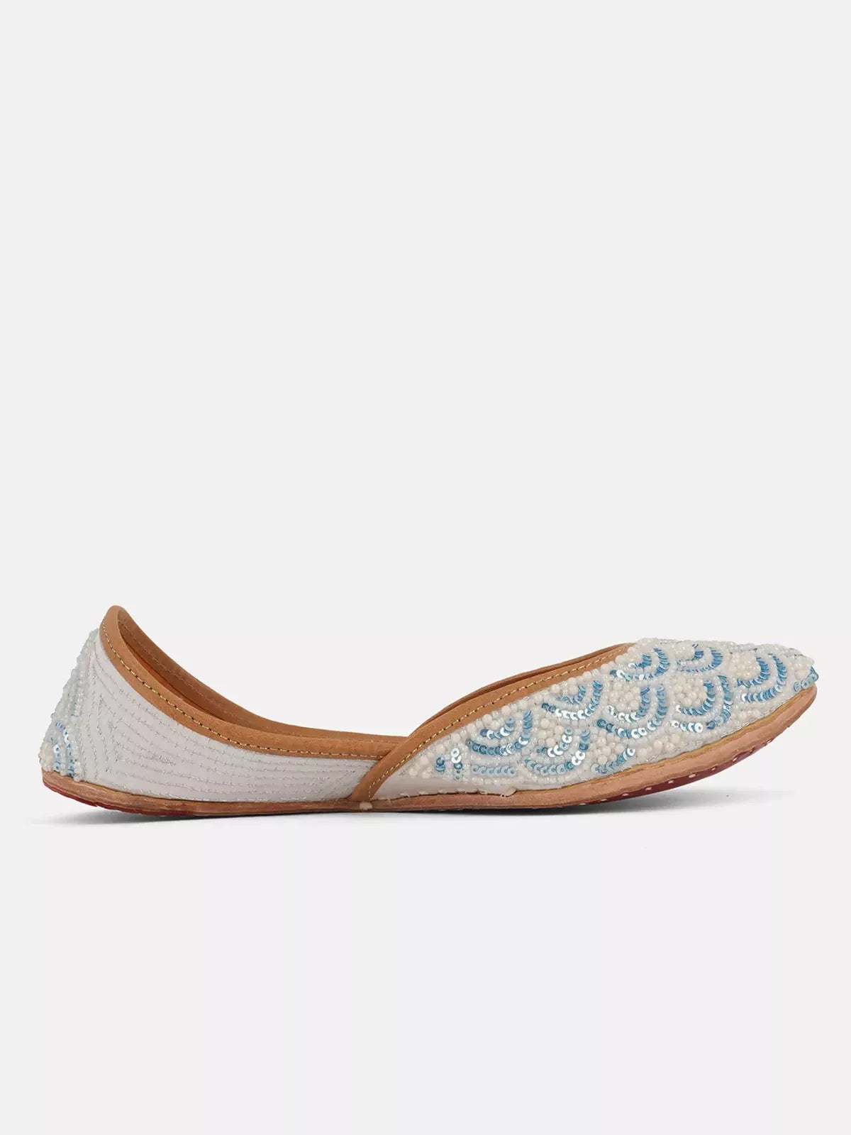 White Cloud Jutti Beads & Pearl Handmade Luxury Jutti For Women