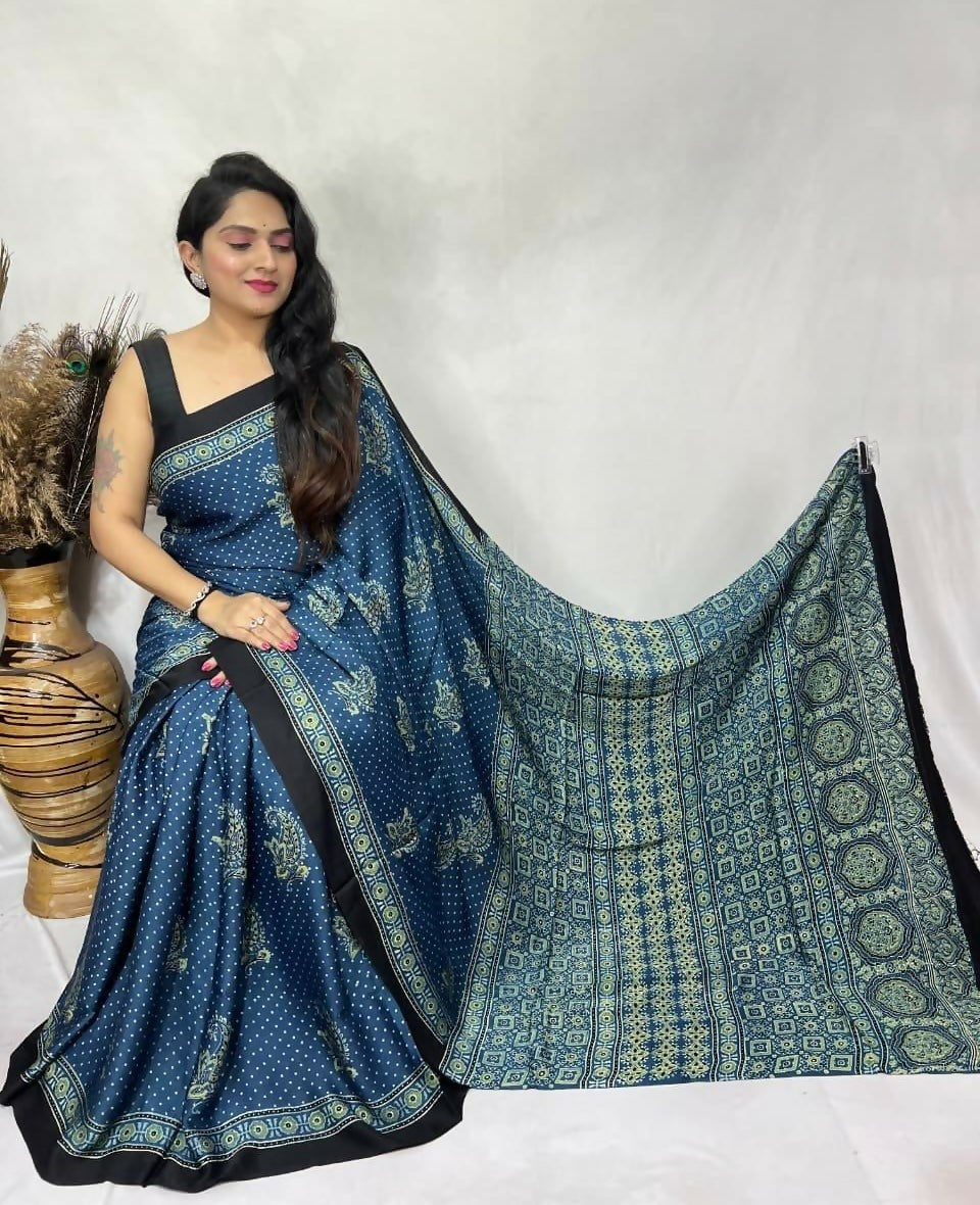 Modal Silk Ajrakh Saree