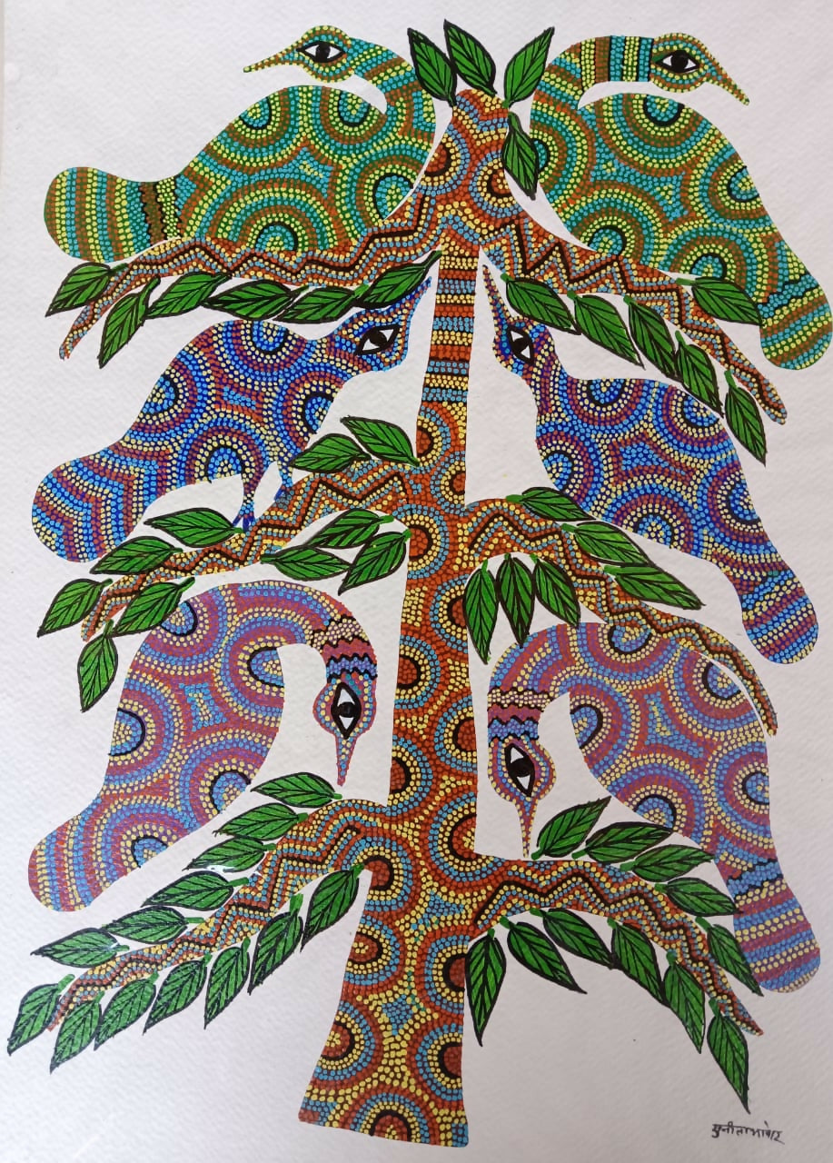 Forest Echo Patterns- Pithora Painting