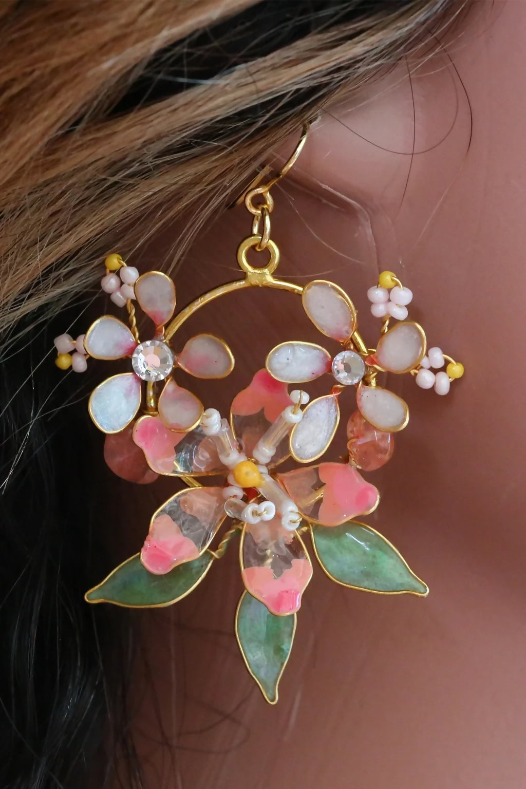 Blush Bloom Resin Floral Earrings, Custom Bridal Jewelry