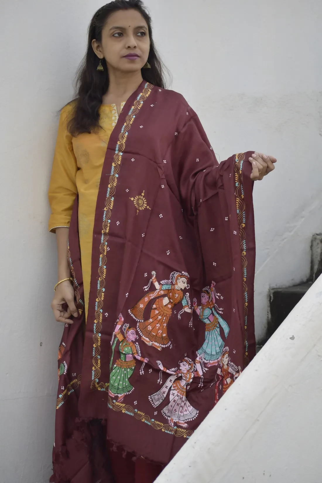 Raas Leela II - Rich Brown Premium Banana Silk Dupatta --Sustainably Fashionable.
