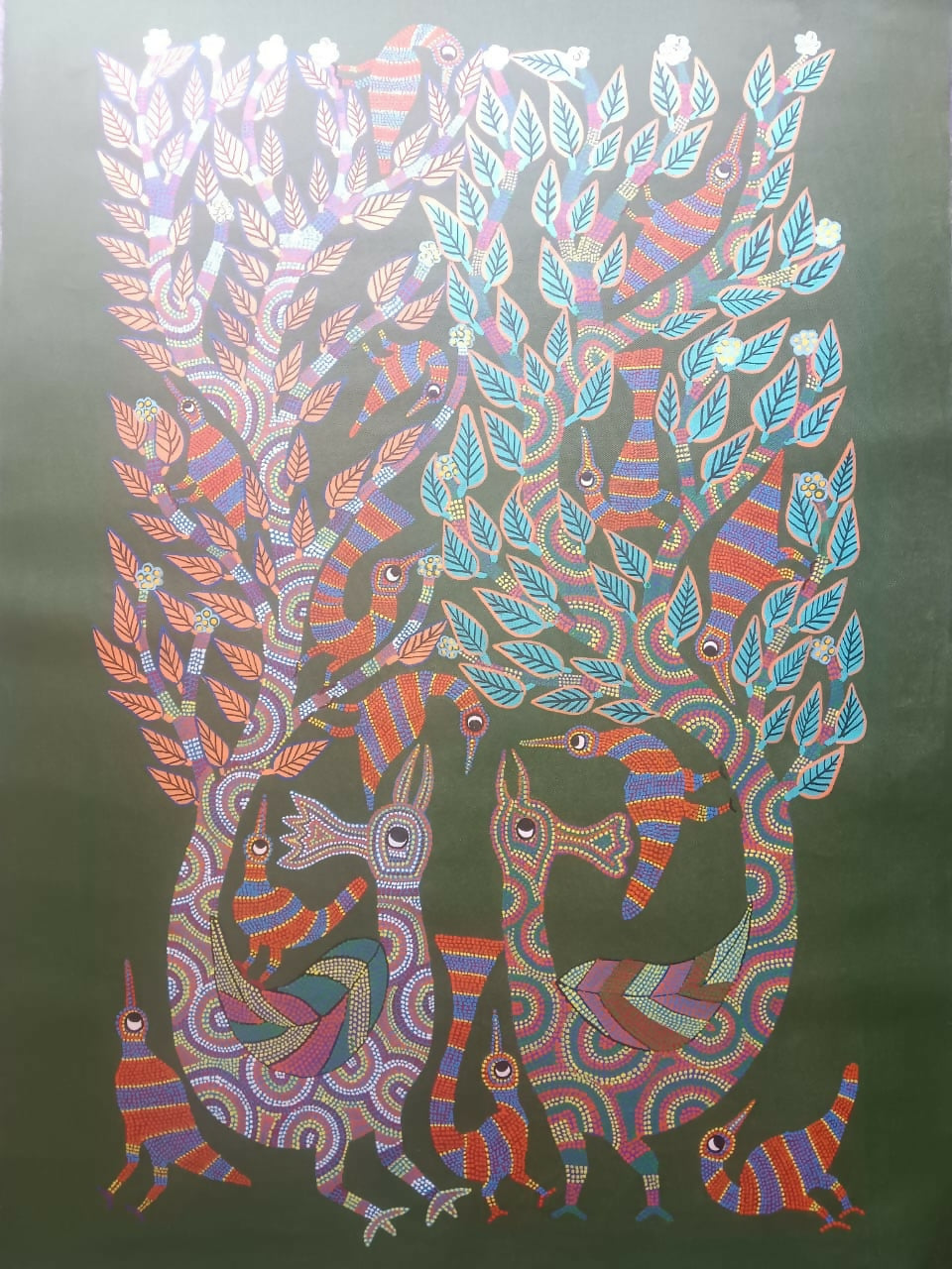Tree of Chirping Colours- Pithora Painting