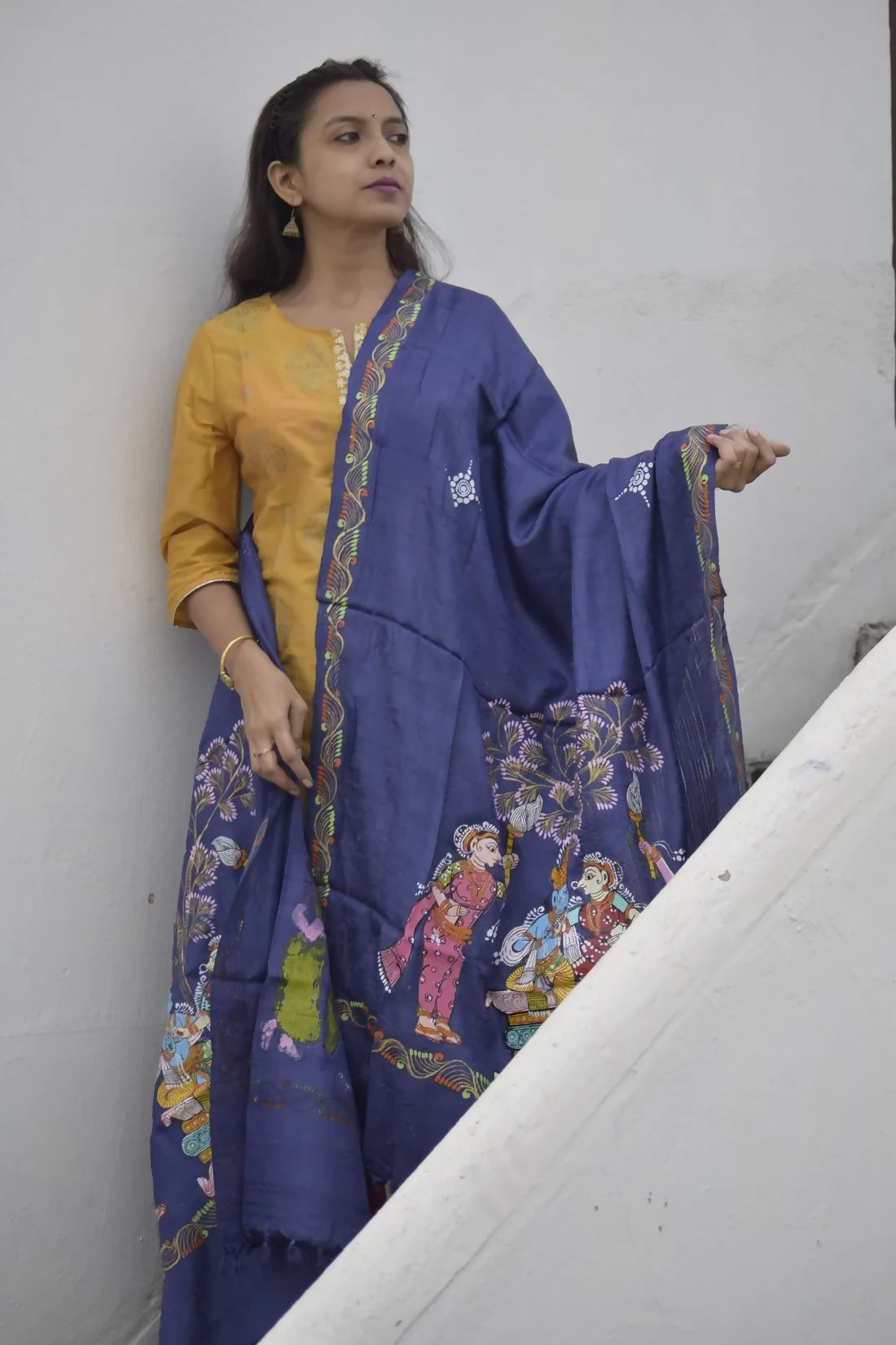 Raas Leela- Chrome Blue Premium Banana Silk Dupatta --Sustainably Fashionable.