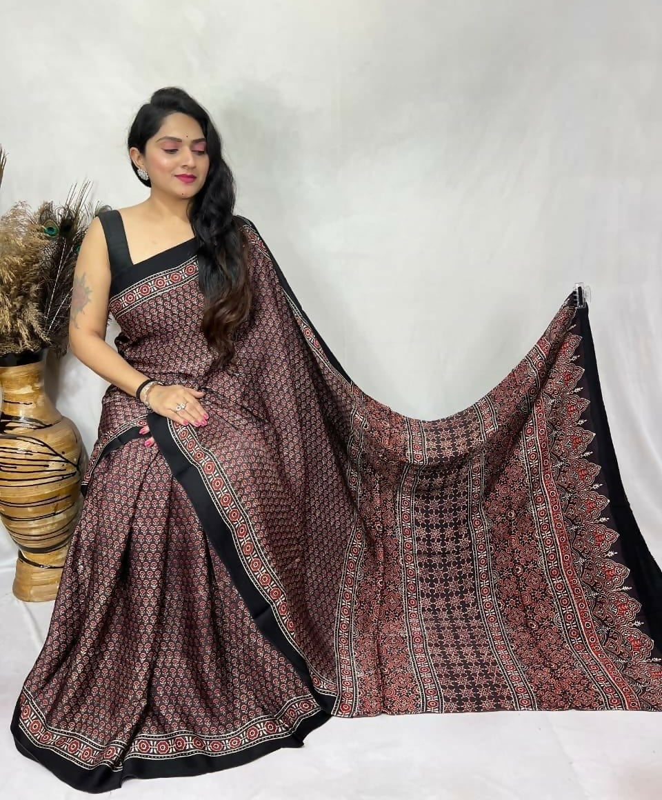 Modal Silk Ajrakh Saree