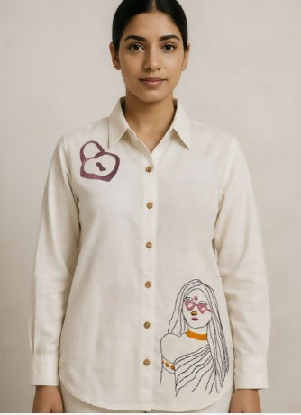 Ivory Enigma Shirt -Women Comfort Casual Shirt