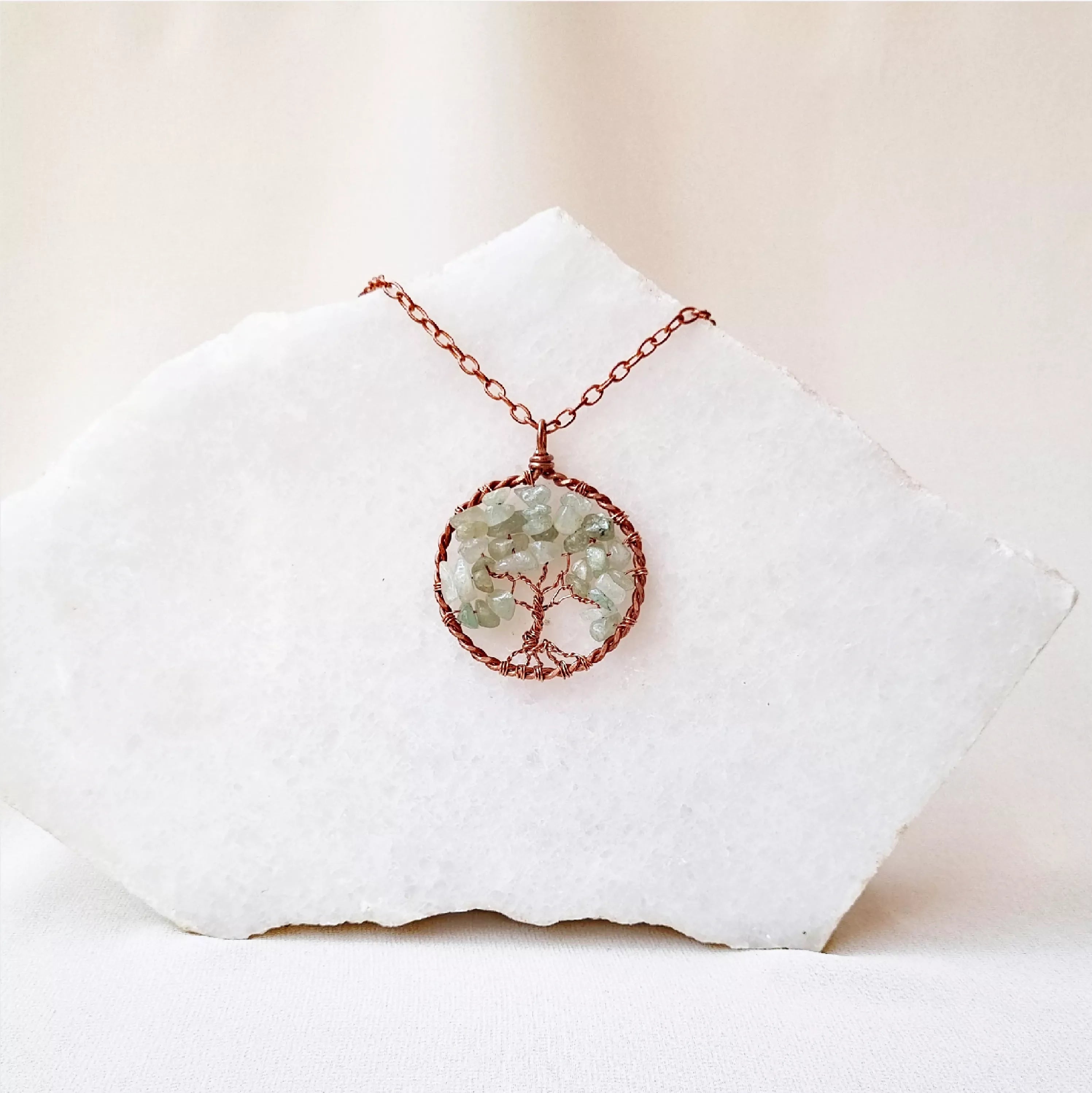 Earth's Embrace~ Green Aventurine and Copper Tree of Life necklace