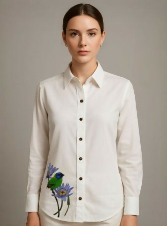 The Vivid Waterbird Shirt -Women Comfort Casual Shirt