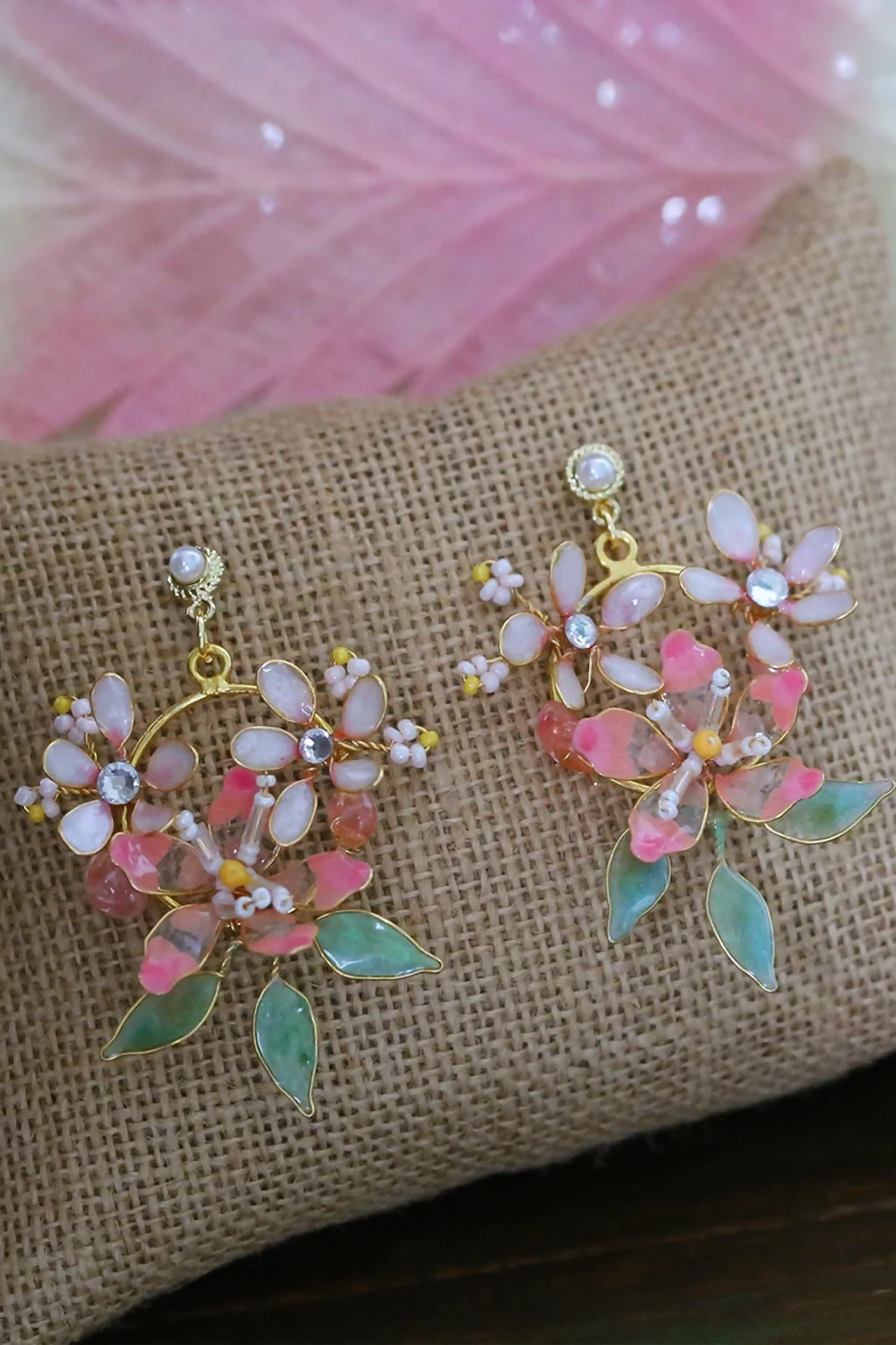 Blush Bloom Resin Floral Earrings, Custom Bridal Jewelry