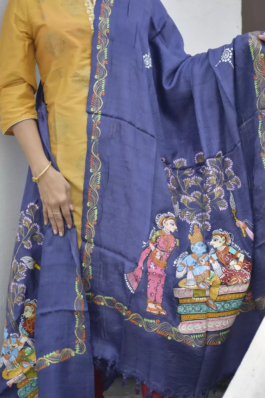 Raas Leela- Chrome Blue Premium Banana Silk Dupatta --Sustainably Fashionable.