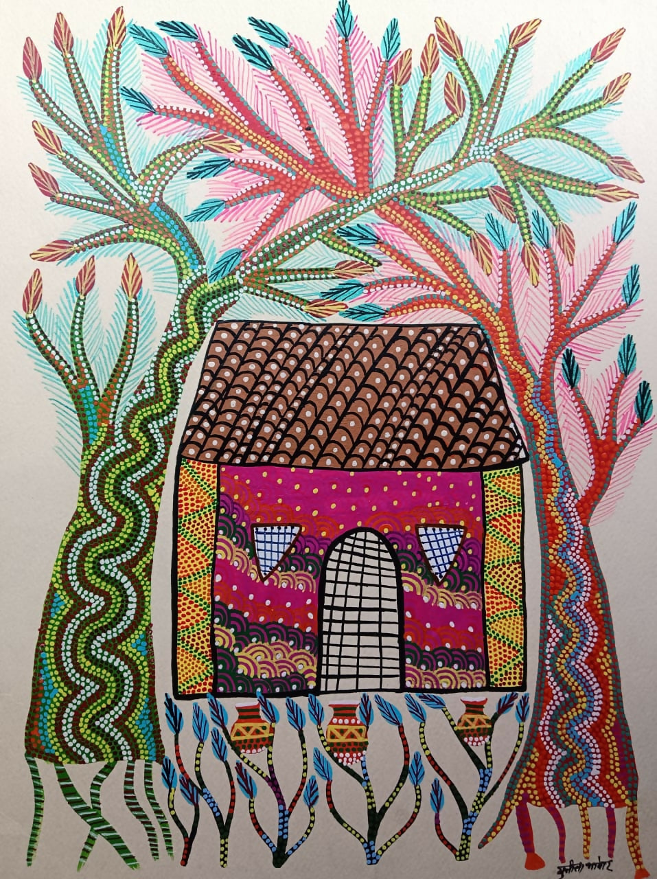 Nature’s Quartet- Pithora Painting