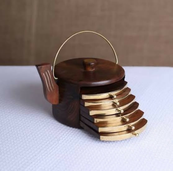 Wooden Kettle Coaster Set