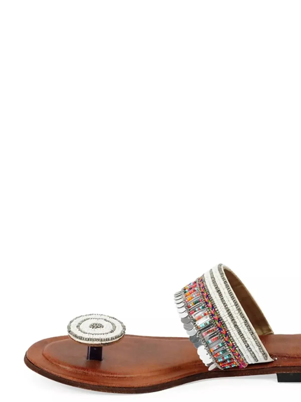 White Embellished Ballerinas Handcrafted Flats For Women