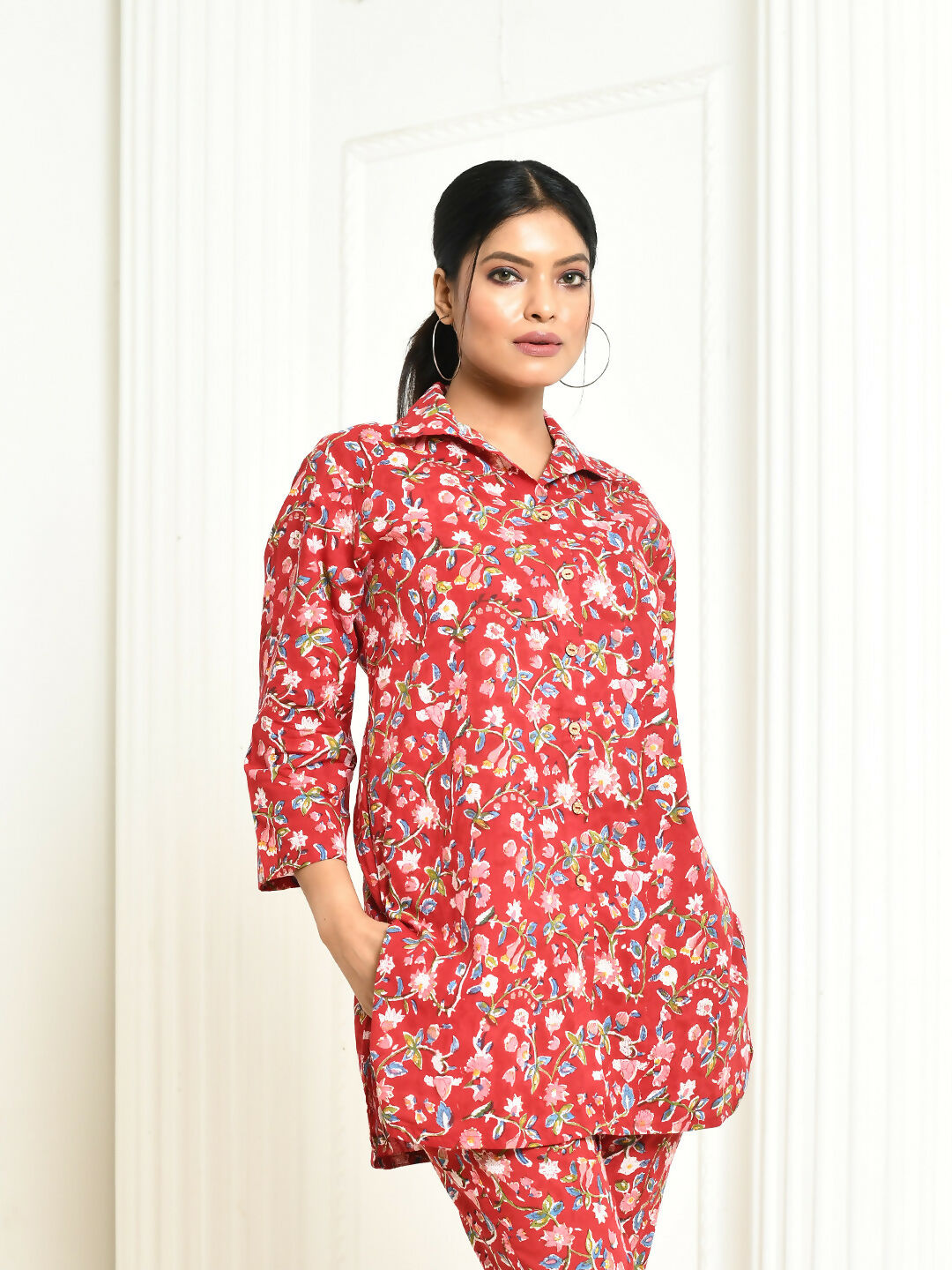 Aesica Handprinted Women's Cotton Shirt