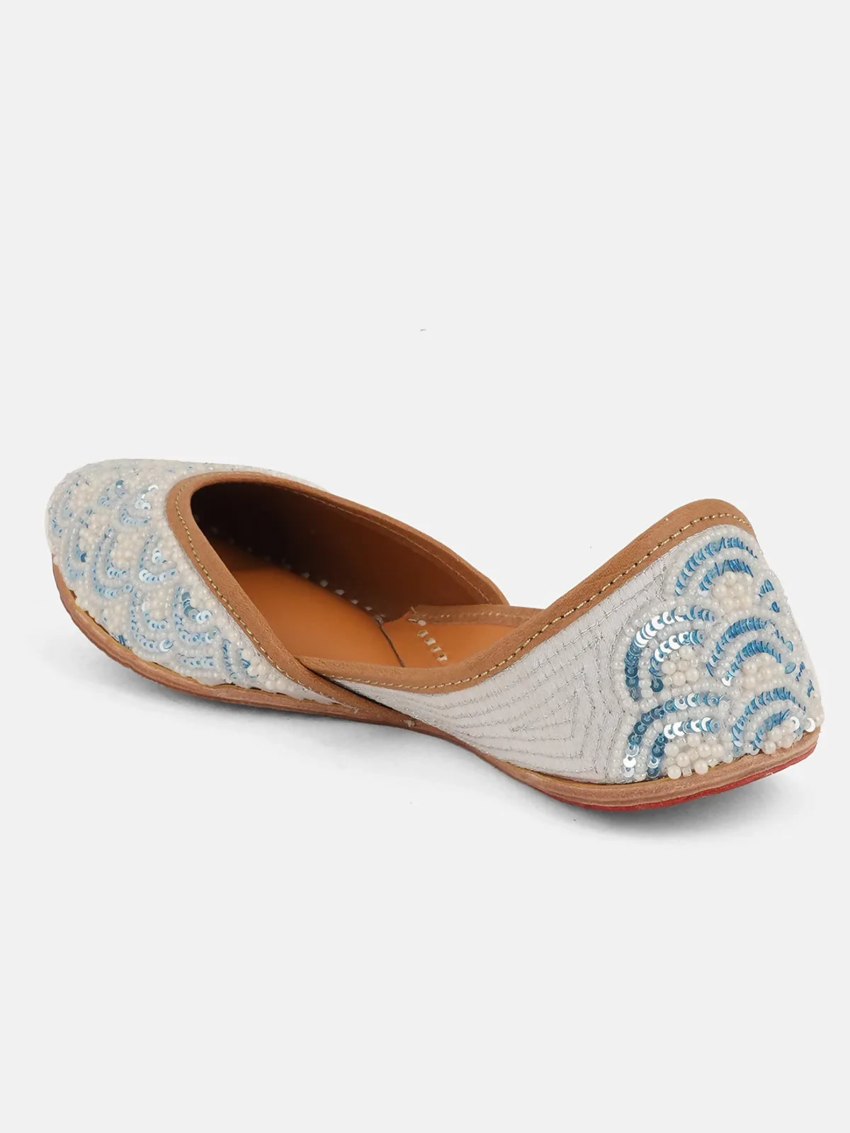 White Cloud Jutti Beads & Pearl Handmade Luxury Jutti For Women