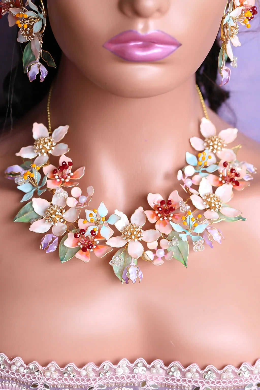 Coral Caress | Handmade Resin Floral Jewelry Set