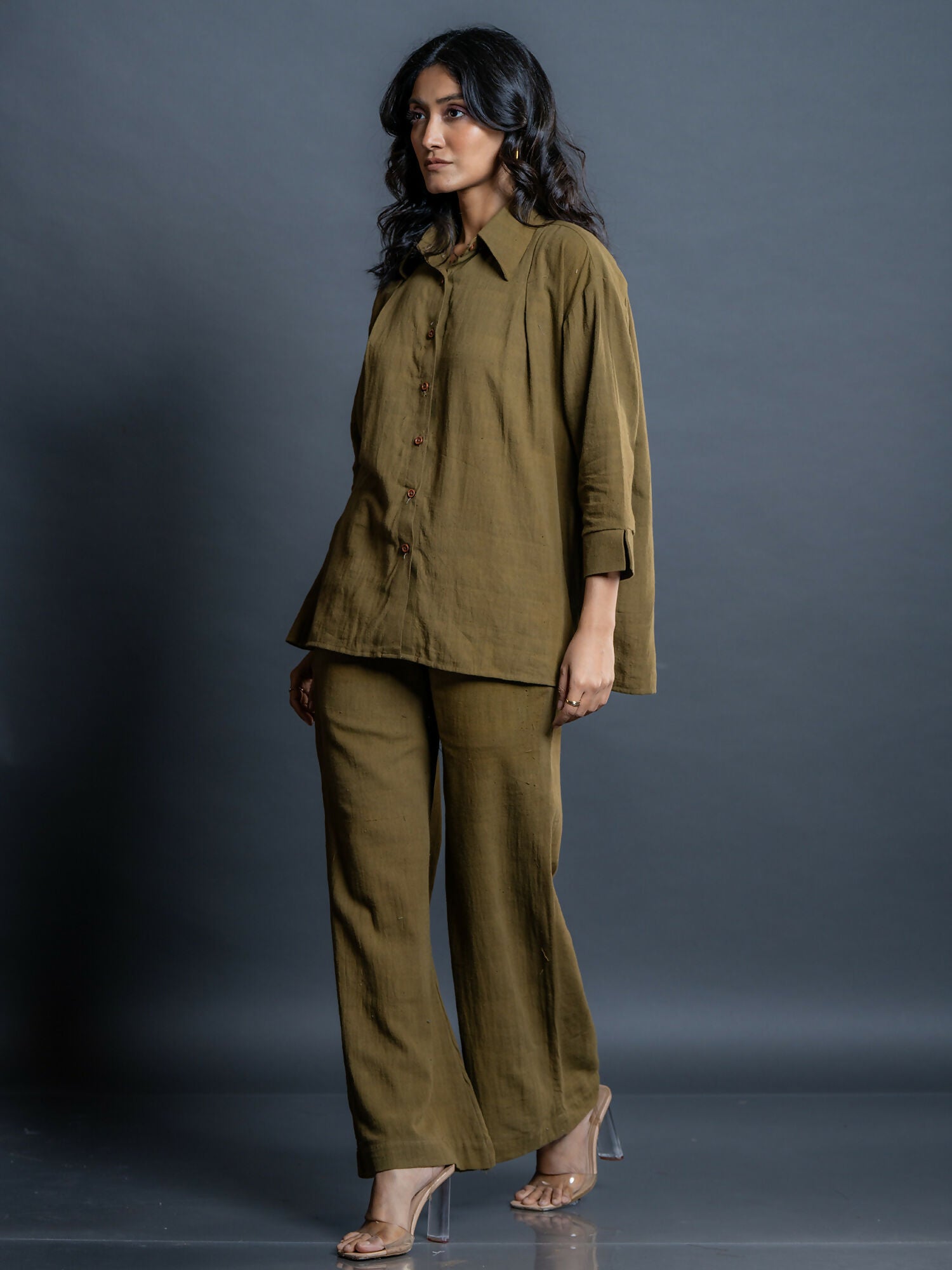 Siyona Olive Kala Cotton Co-ord Set