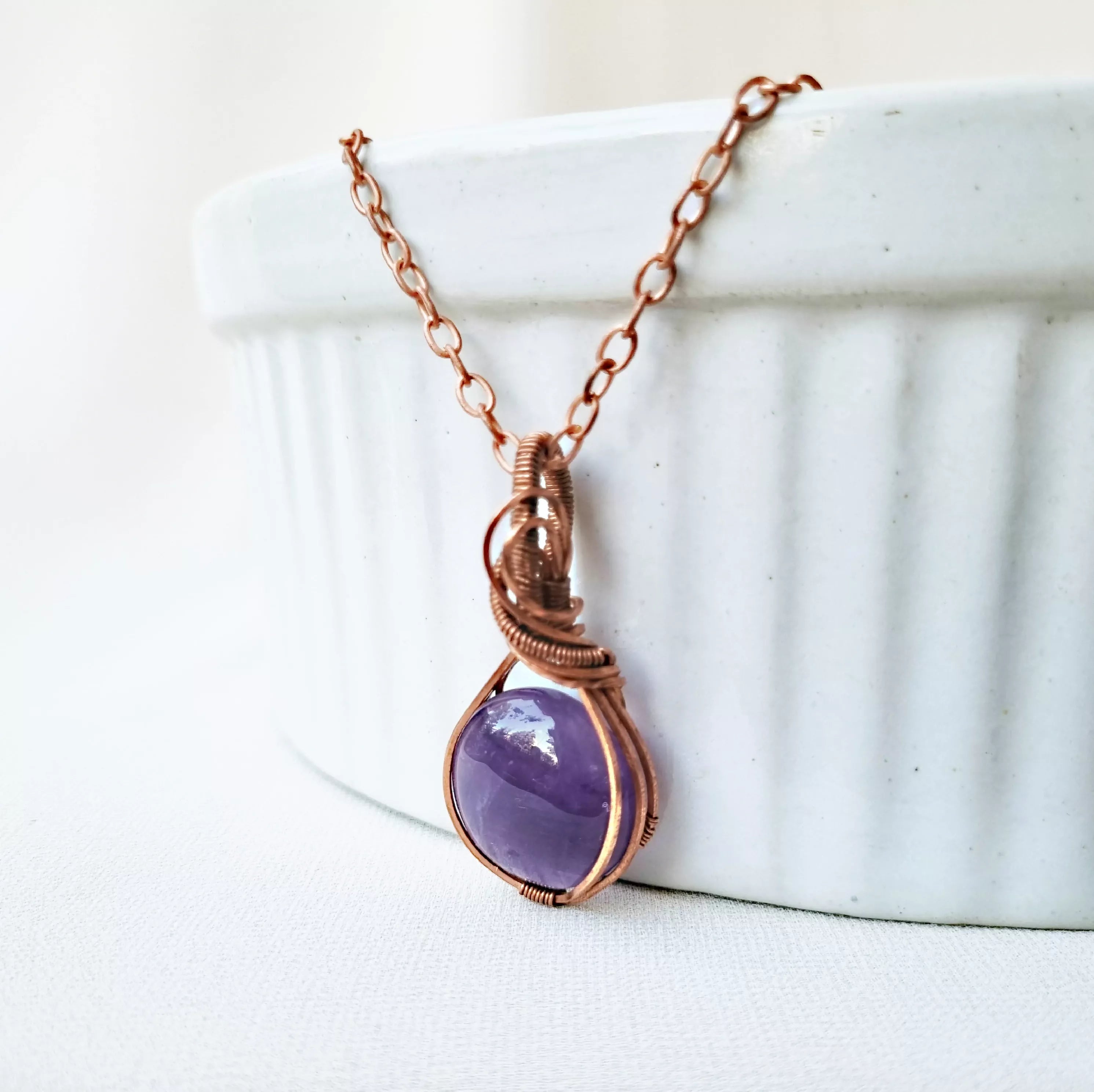 Sitali (Soothiing)~ Amethyst and Copper necklace
