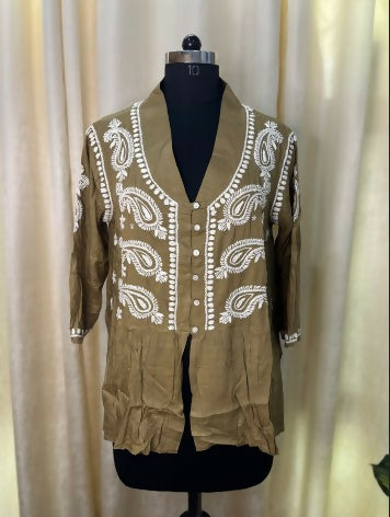 Olive Paisley Peplum