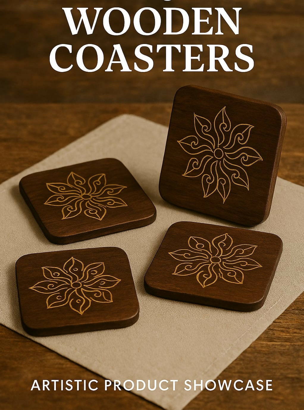 Tea Coaster Set of 5 with Stand