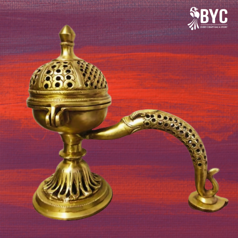 Handcrafted Brass Mughal Incense Burner  Exquisite Mughal Design for Home & Temple by Book Your Crafts1
